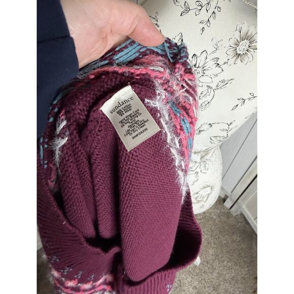 Sundance Womens Small Purple Pink Colorful Fair Isle Pullover Sweater Button - Picture 4 of 7